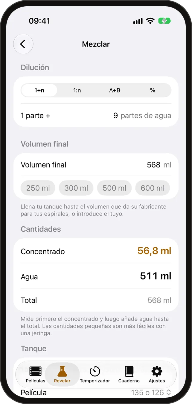 Calculadora de revelado