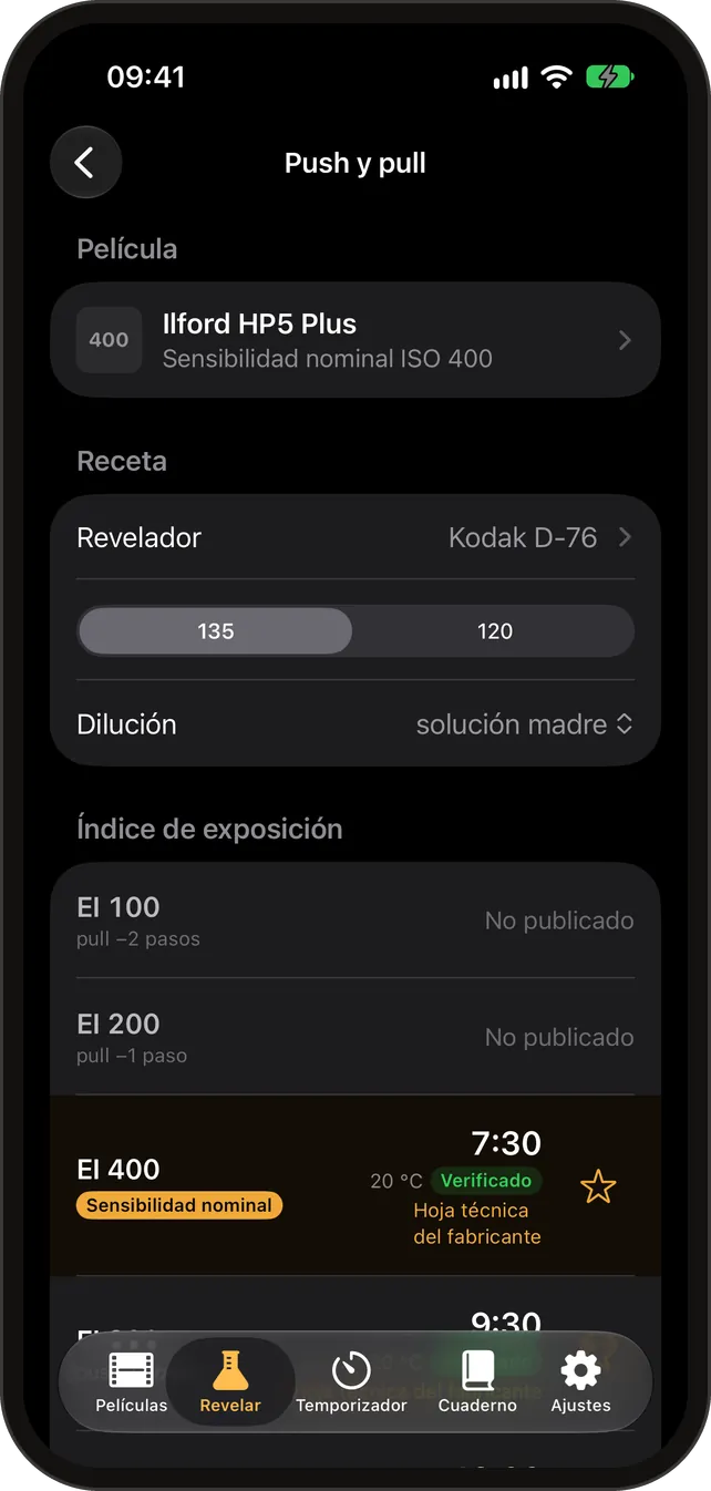 Calculadora de revelado